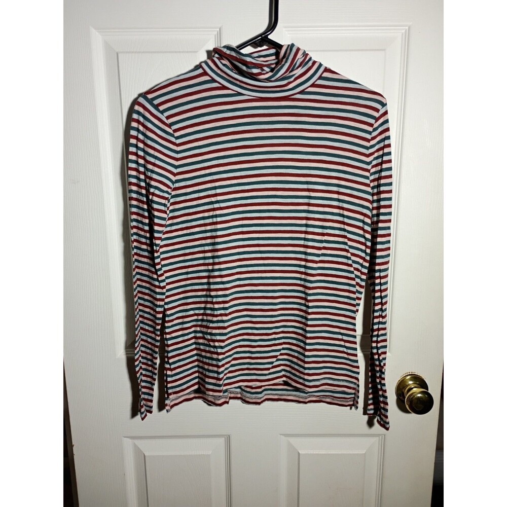 Madewell Woman S Striped Turtleneck Hi Low Hem Lightweight Casual